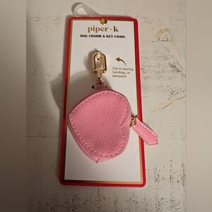 Pi🩷NWT Piper K Pink Faux Leather Heart Shaped Bag Charm / Keychain
